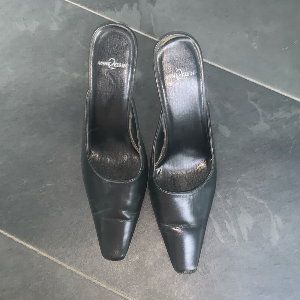 Leather mules.3 1/2” heel